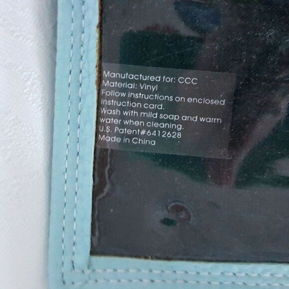 Womens Trifold Aqua Blue Wallet 8" Wide Zipper Pockets Pebbled Faux Leather - Picture 7 of 7